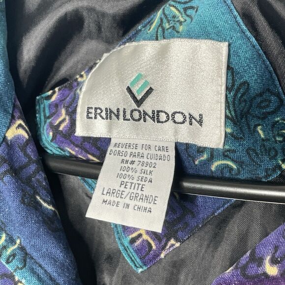 Erin London Silk Zip Jacket L Bright Boho Festival Windbreaker Y2K VTG Style - Picture 3 of 6